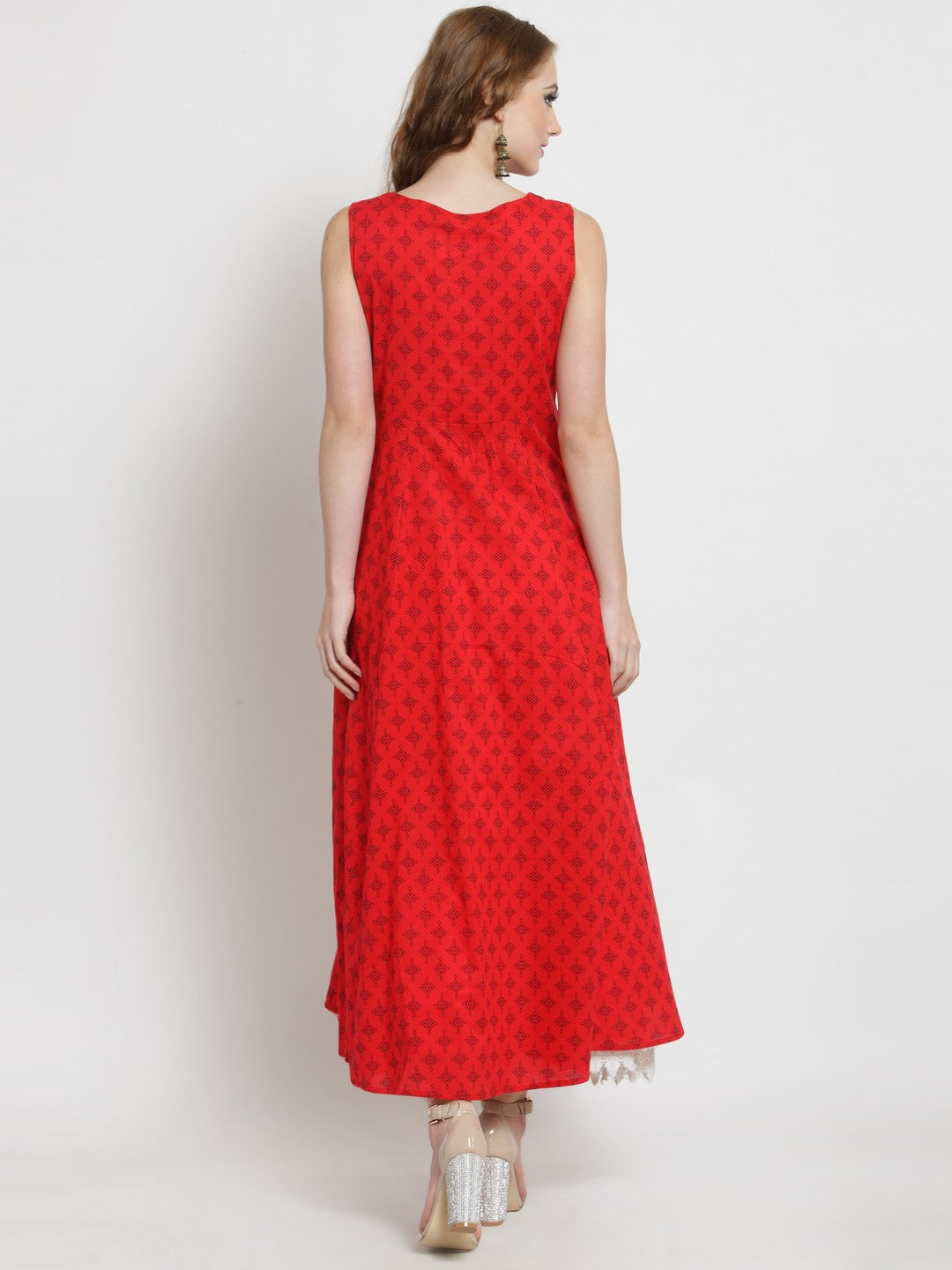 Red Long Anarkali Kurta