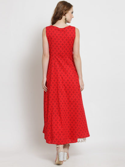 Red Long Anarkali Kurta