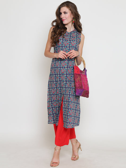 Green Printed Kurta With Palazzo