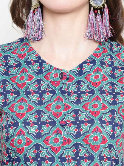 Green Printed Kurta With Palazzo