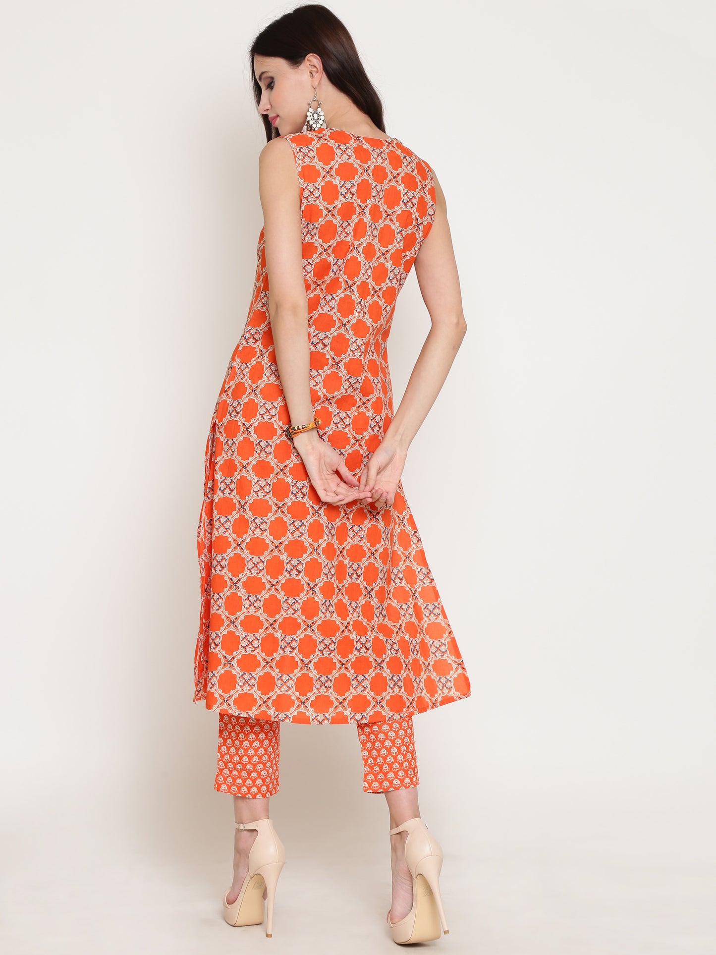 Printed A-line Kurta With narrow leg palazzo