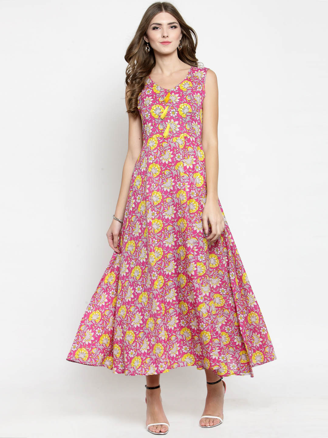 Fuchsia Floral Print Dress