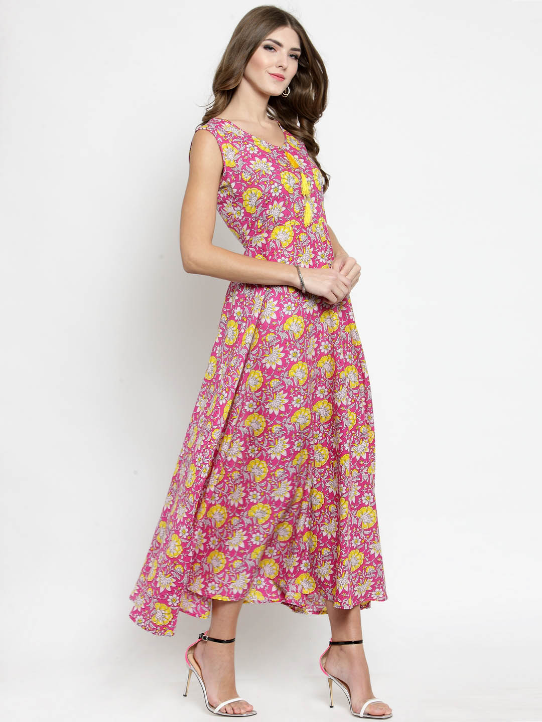 Fuchsia Floral Print Dress