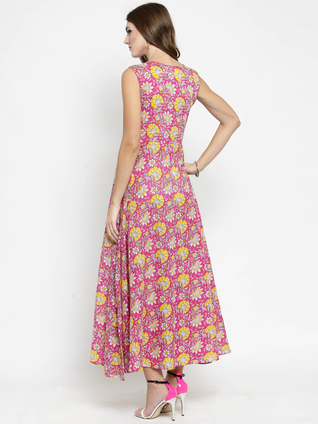 Fuchsia Floral Print Dress