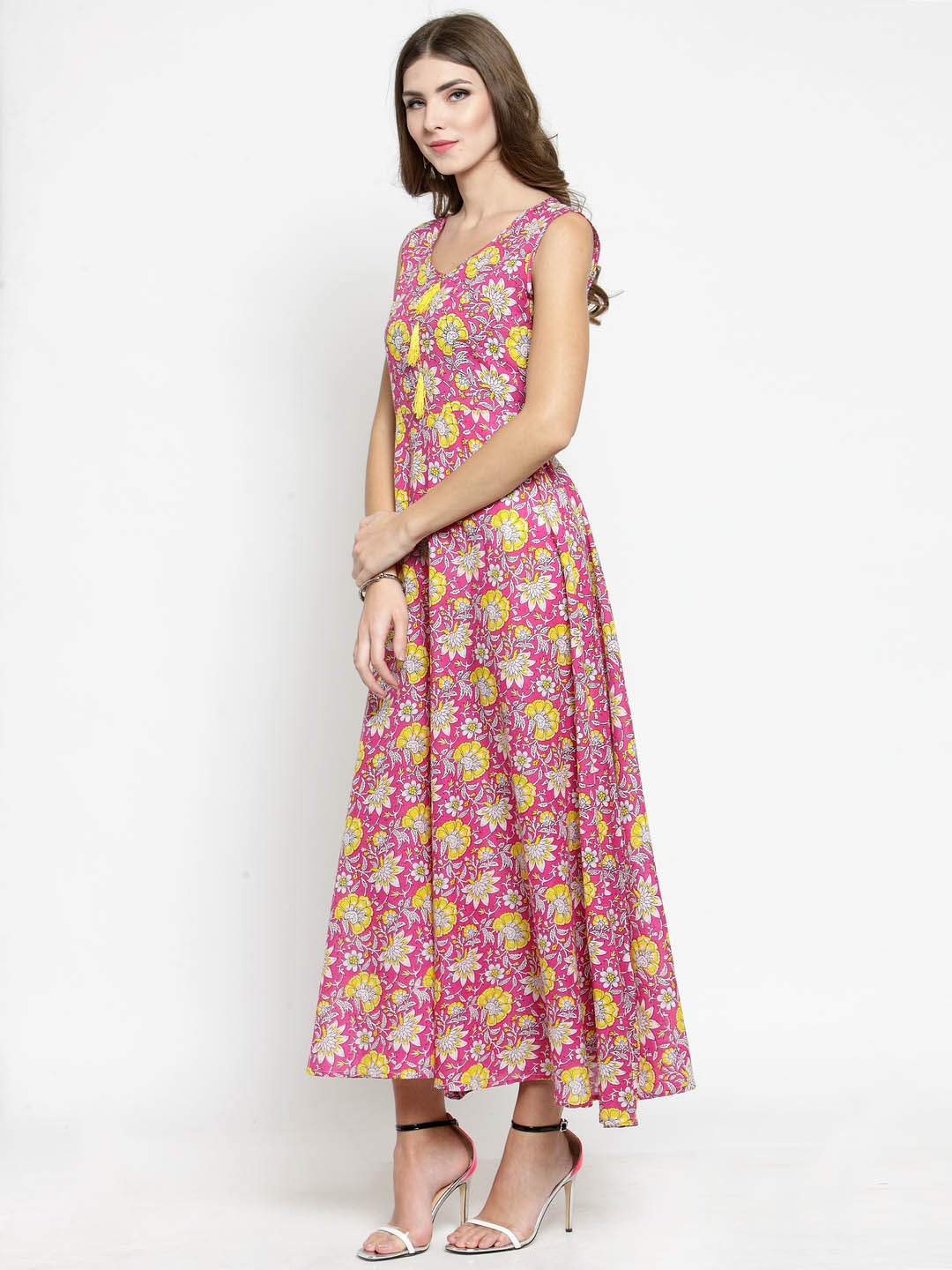 Fuchsia Floral Print Dress