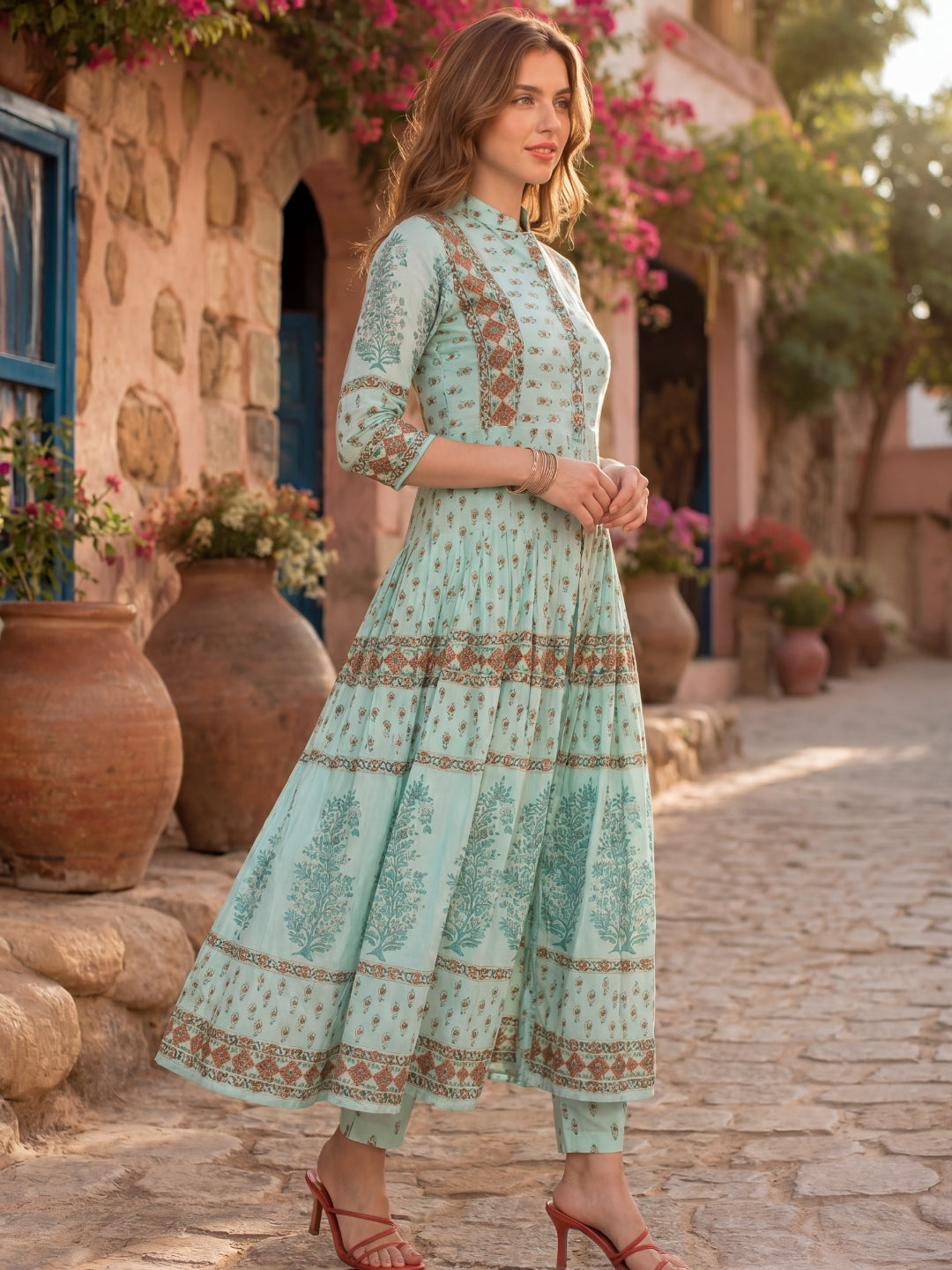 Cotton fit and flared Kurta