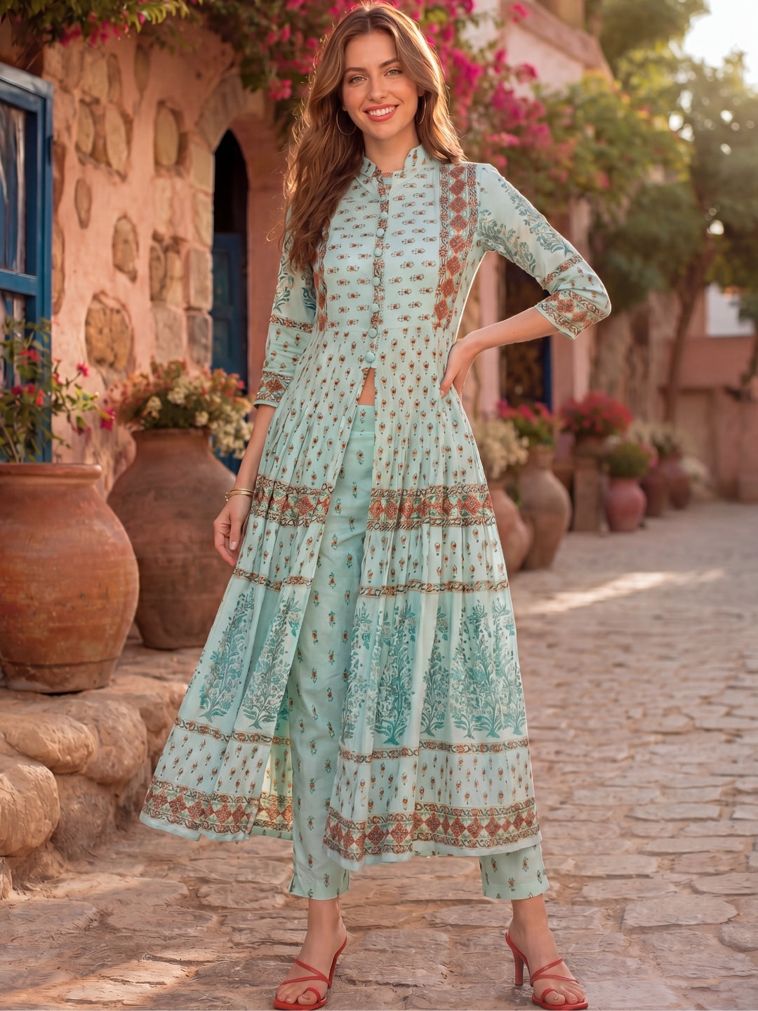 Cotton fit and flared Kurta
