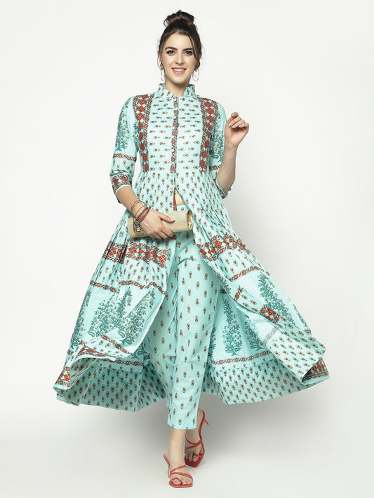 Peach A Line Kurta With Palazzo