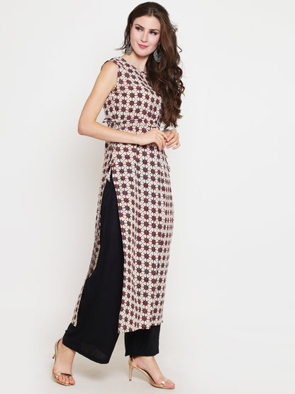 Offwhite Printed Kurta With Palazzo