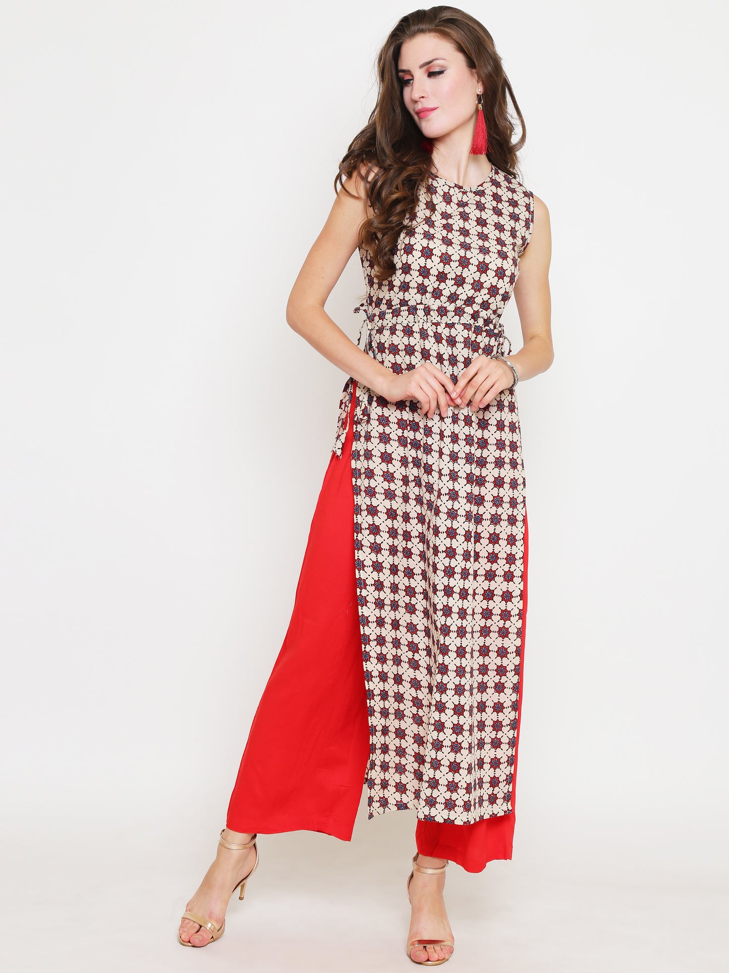 Offwhite Printed Kurta With Palazzo
