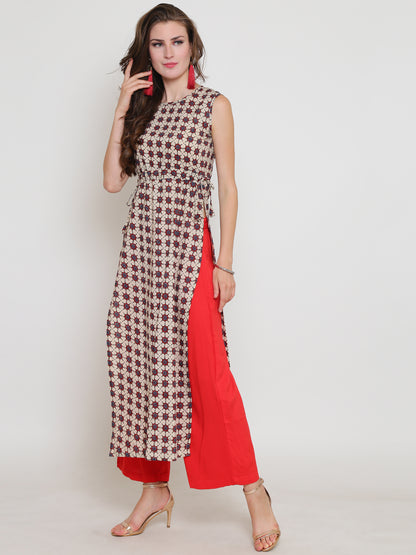 Offwhite Printed Kurta With Palazzo