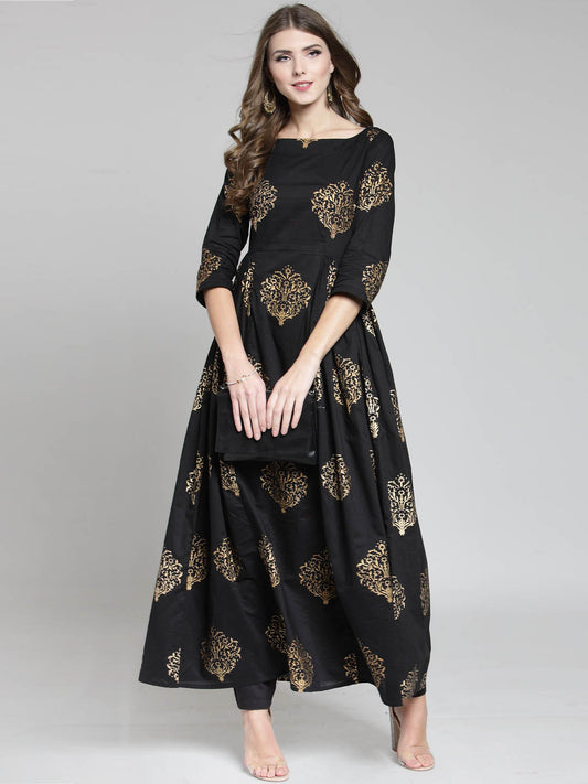 Women gold print Kurta