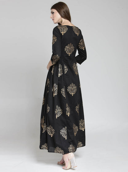 Gold print Kurta and Black Palazzo Set