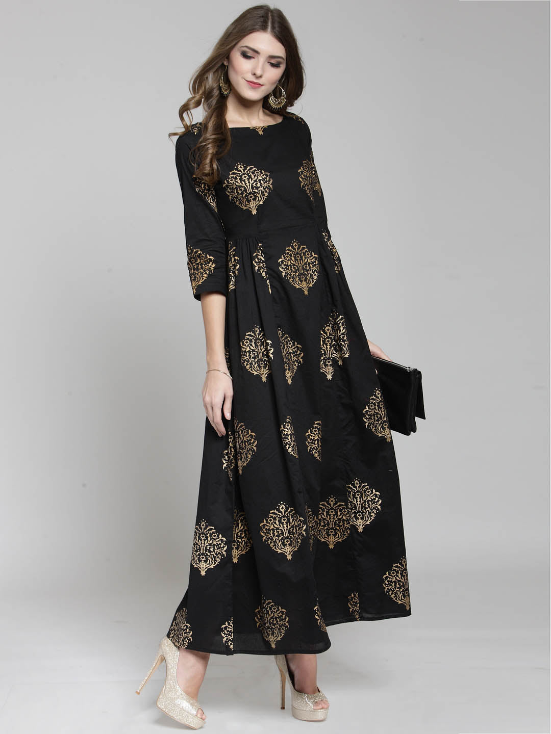Black Gold print maxi dress