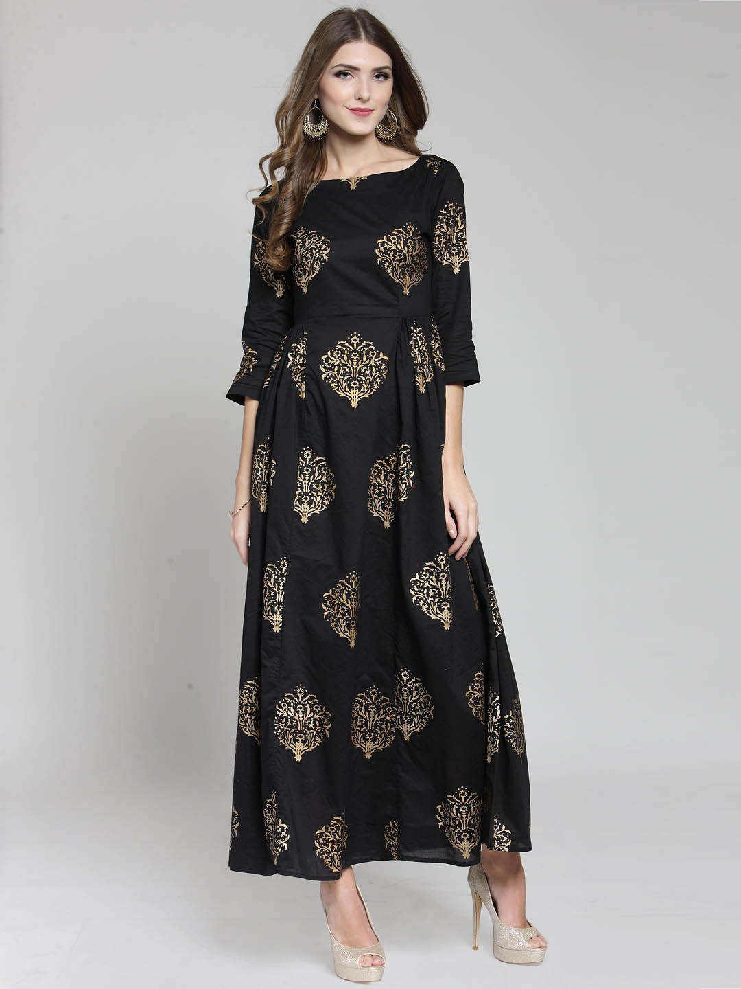 Black Gold print maxi dress