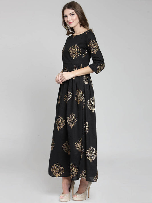Black Gold print maxi dress