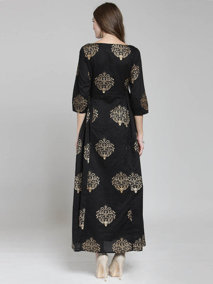 Black Gold print maxi dress