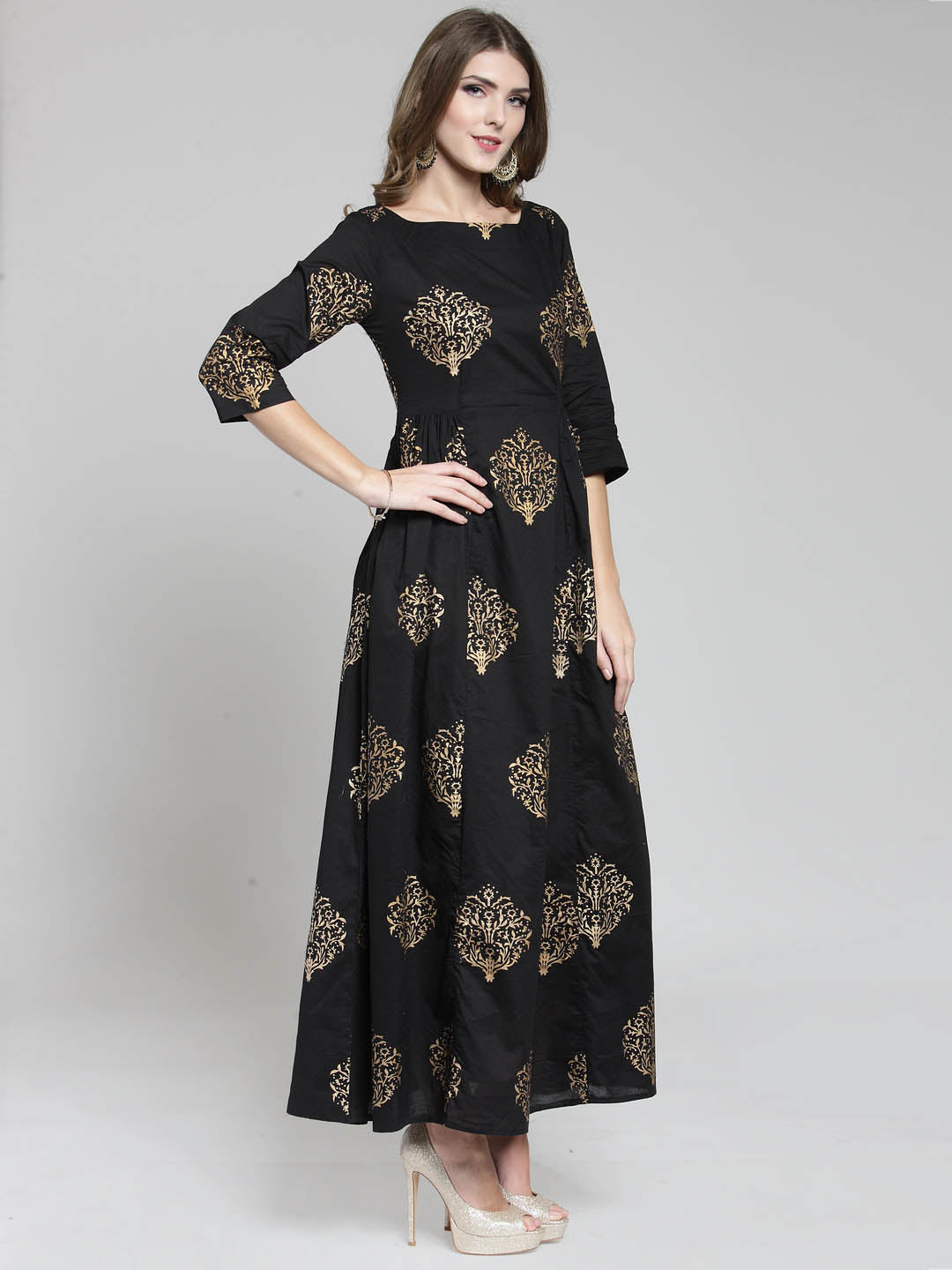 Black Gold print maxi dress