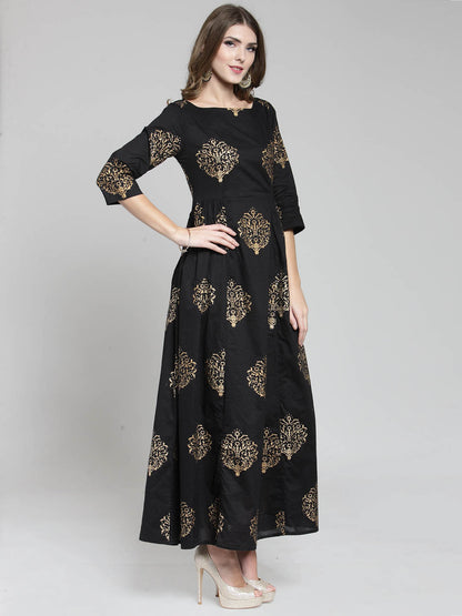Black Gold print maxi dress