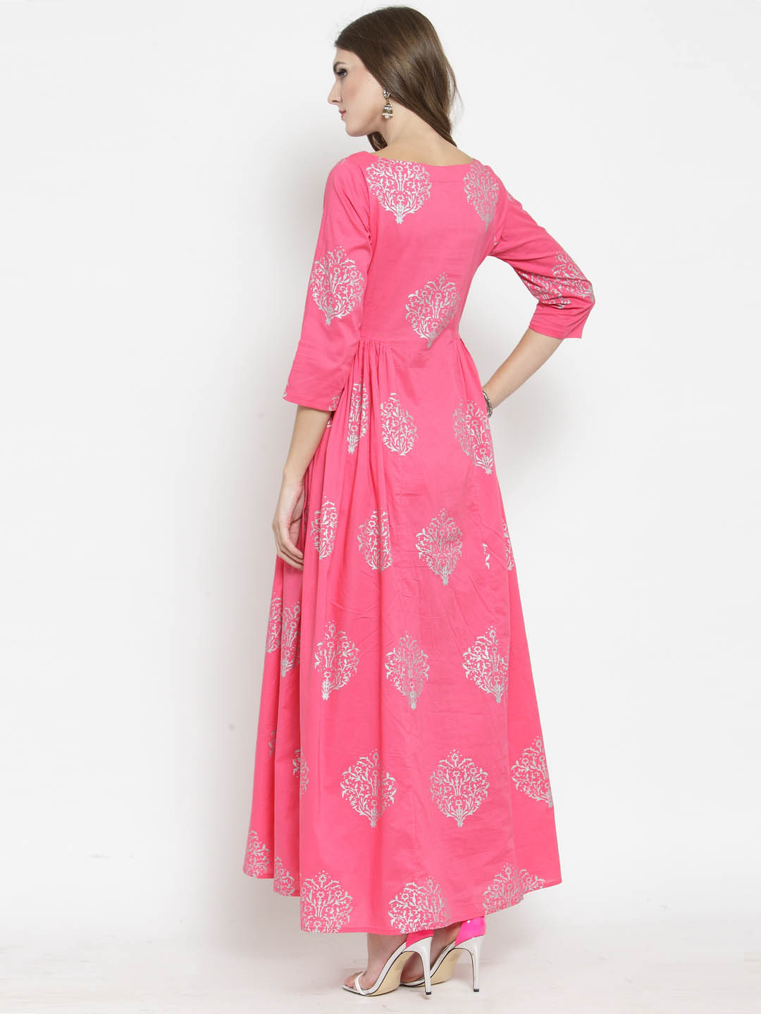 golden print ethnic dress