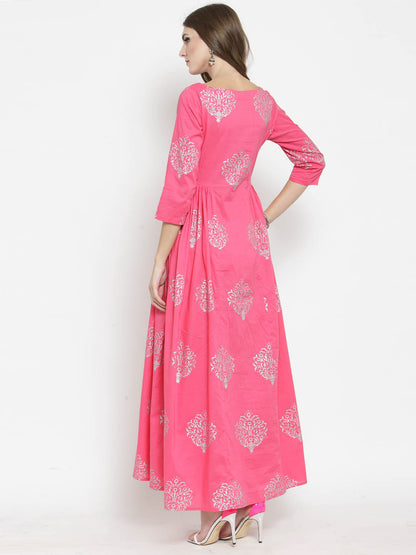 golden print ethnic dress