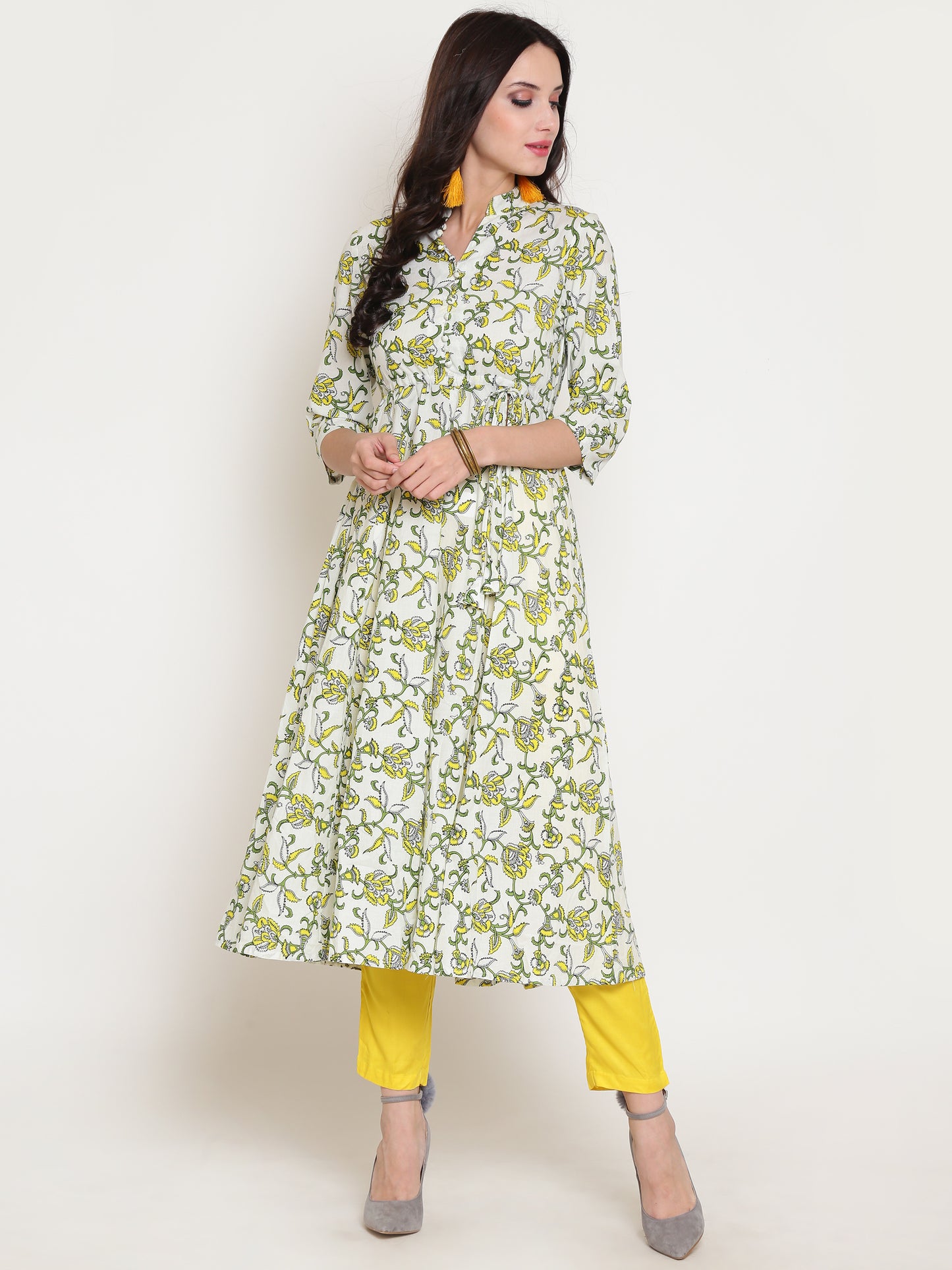 White Anarkali Kurta Comes with Palazzo