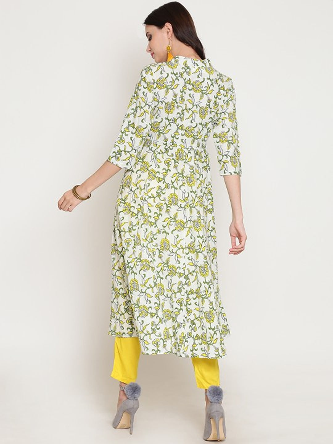 White Anarkali Kurta Comes with Palazzo
