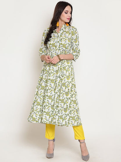 White Anarkali Kurta Comes with Palazzo