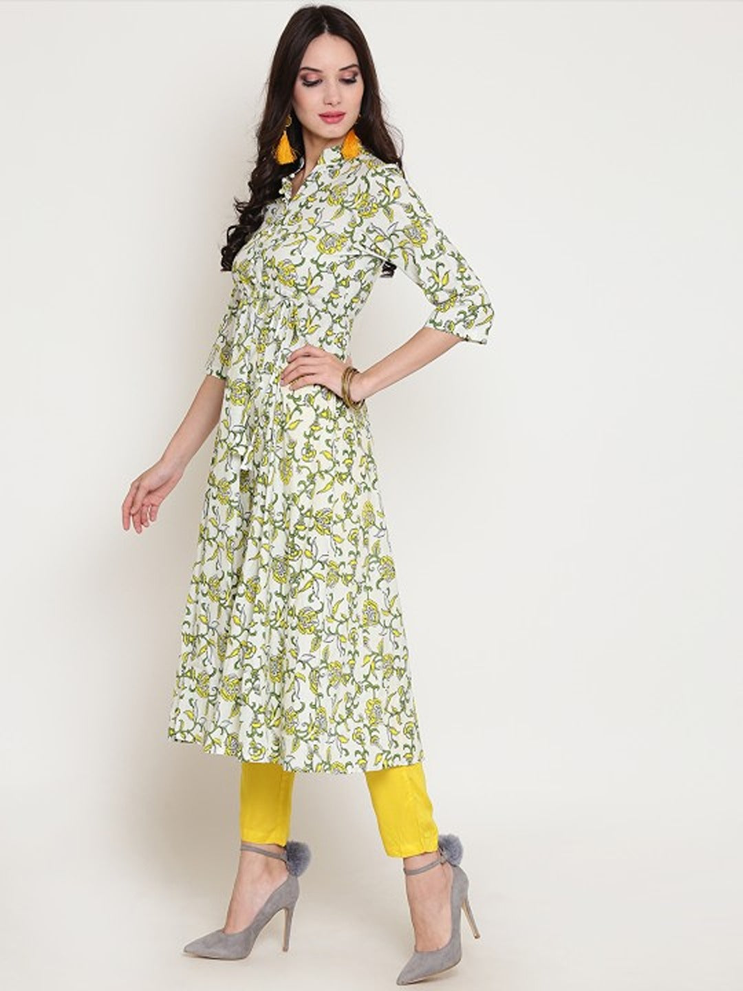 White Anarkali Kurta Comes with Palazzo