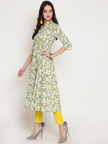 White Anarkali Kurta Comes with Palazzo