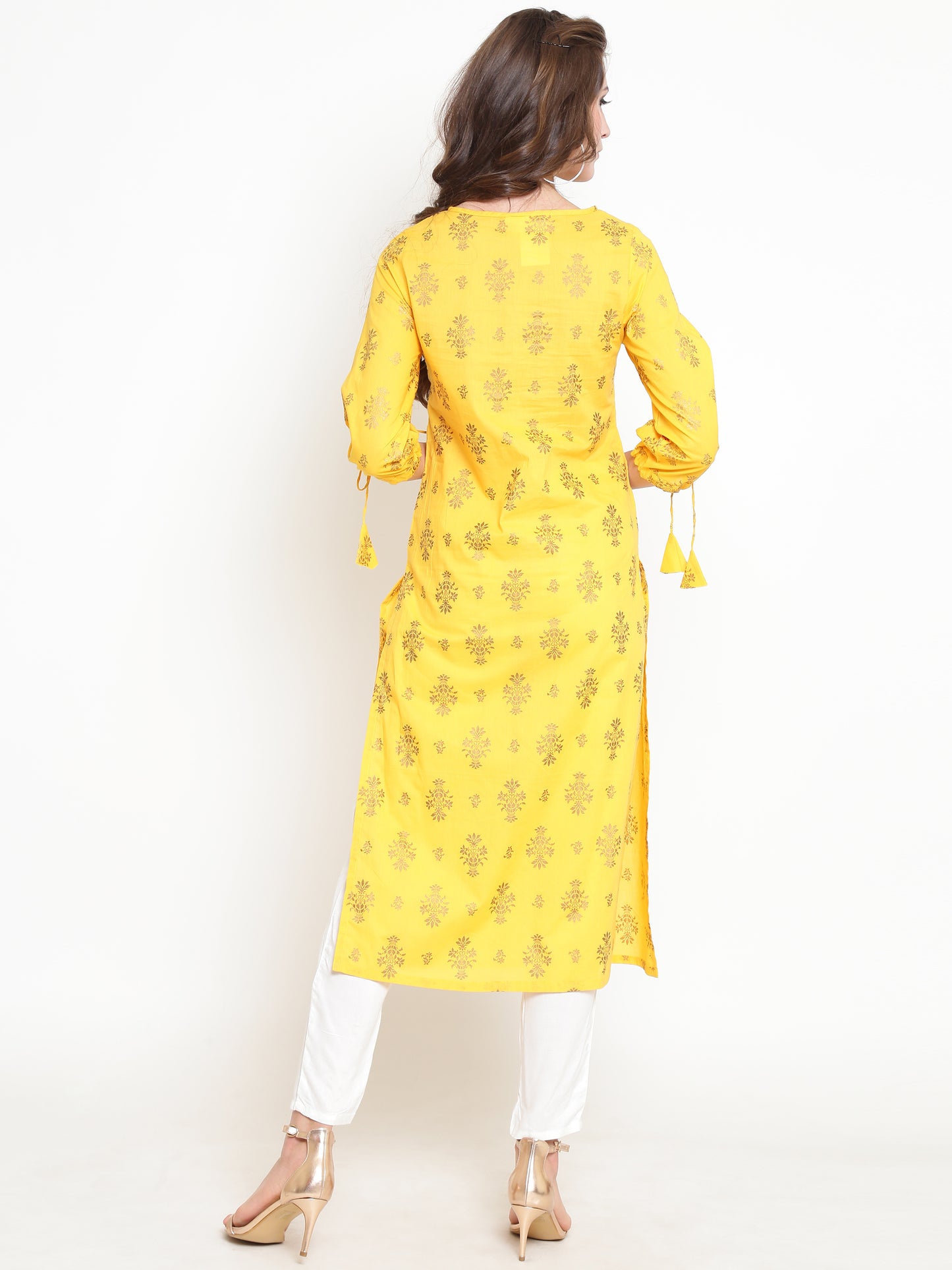 Yellow Printed Kurta With Palazzo