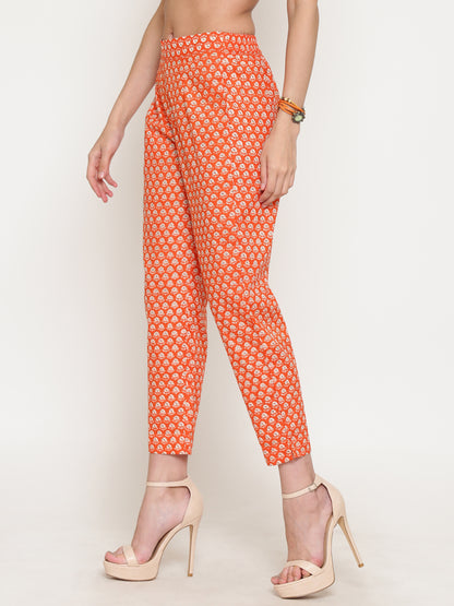 Orange Printed Cigarette Palazzo