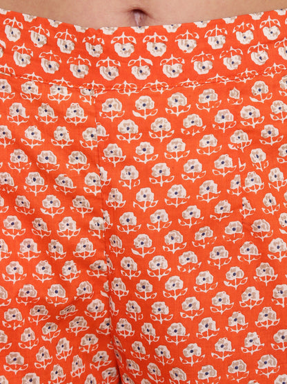 Orange Printed Cigarette Palazzo