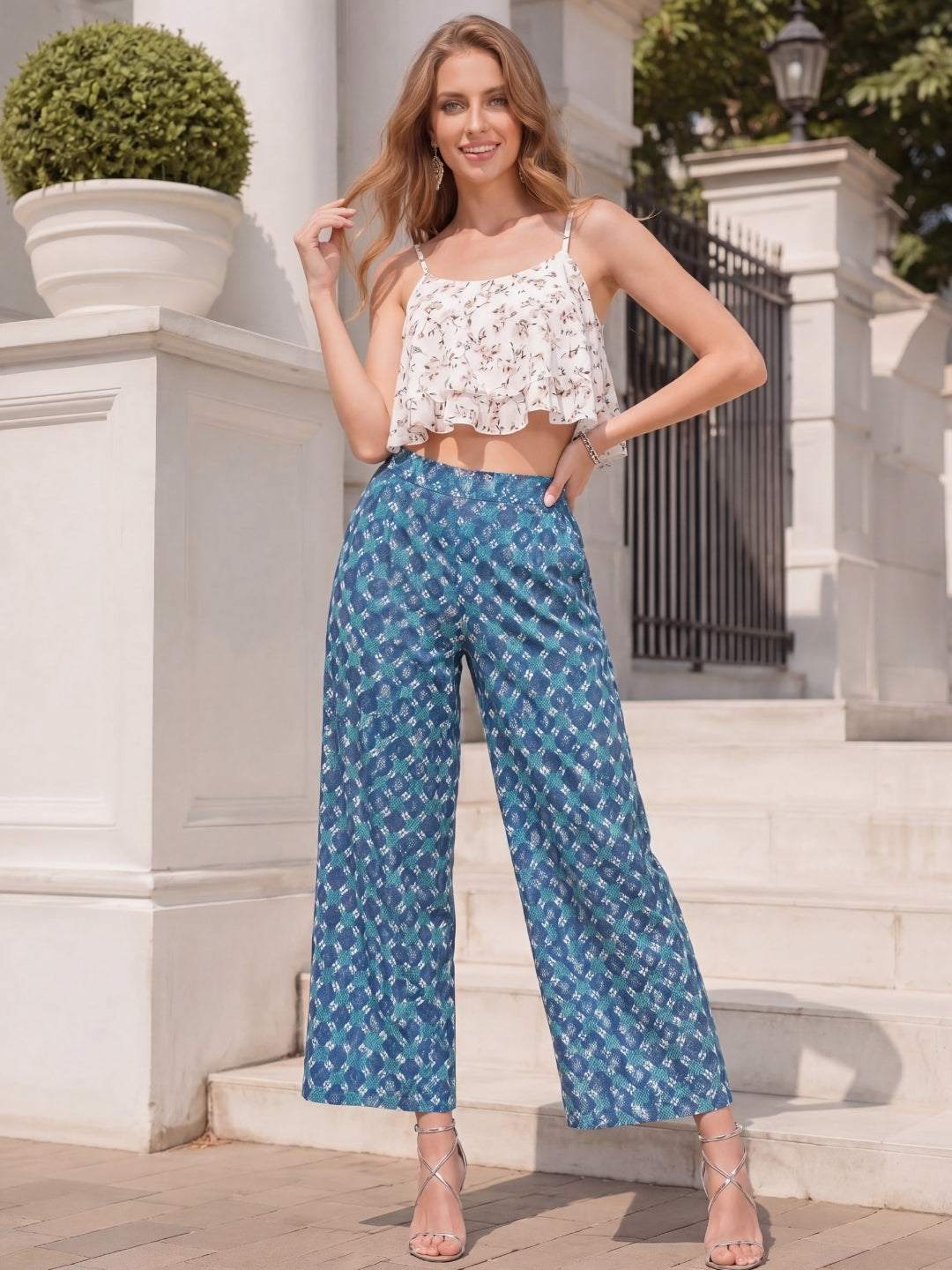Cotton Wide Leg Ehtnic Trouser