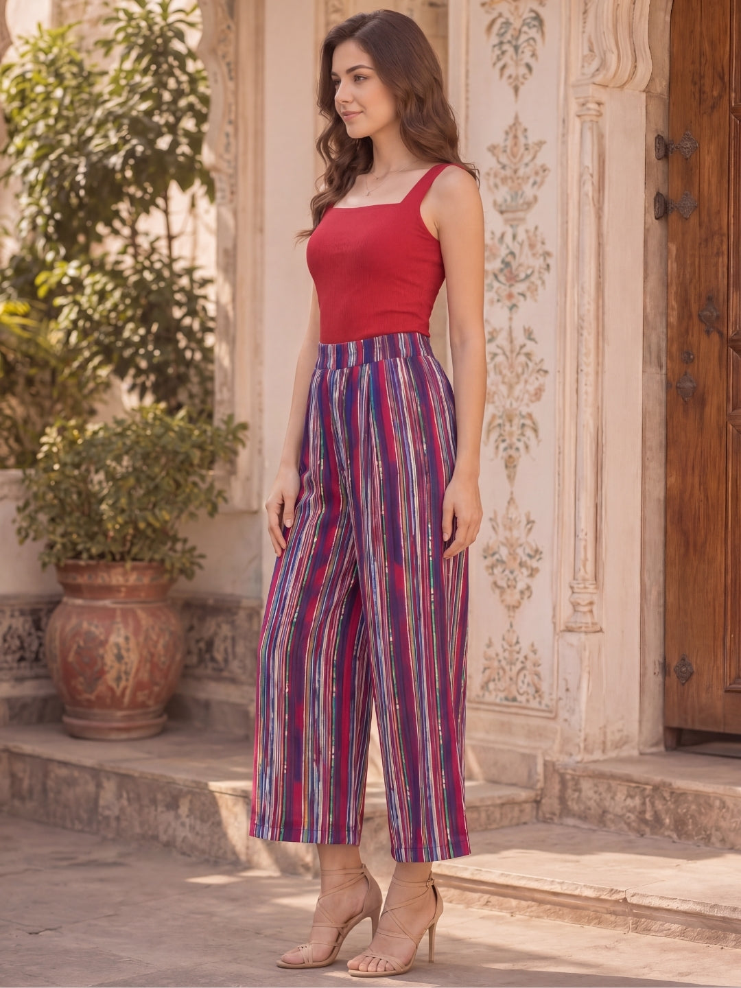 Cotton Wide Leg Ehtnic Trouser