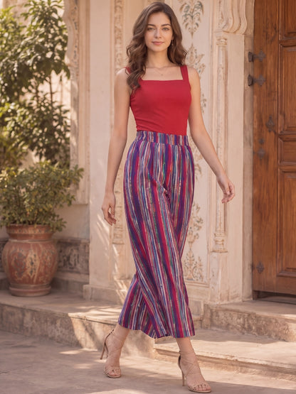 Cotton Wide Leg Ehtnic Trouser