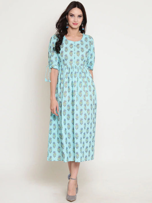 Foil Print Fit And Flare Kurta
