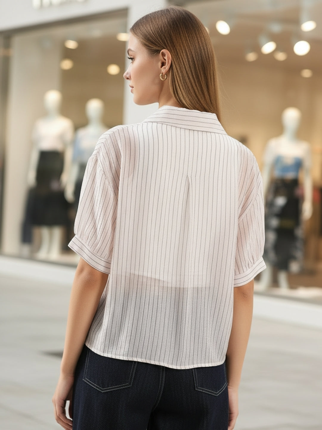 Blush Pink Striped  Oversized Top with inner tank top and necklace