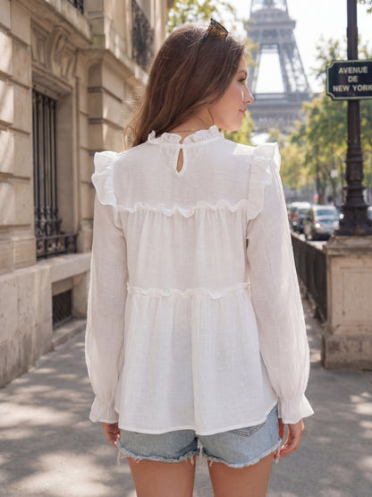 Korean Cotton Ruffle Top