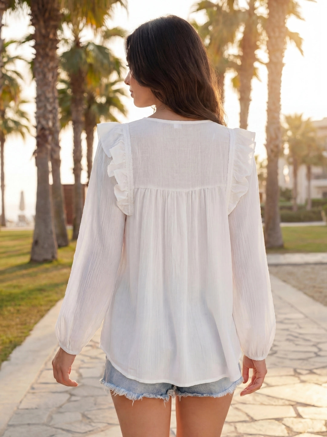 Korean Cotton Ruffle Top