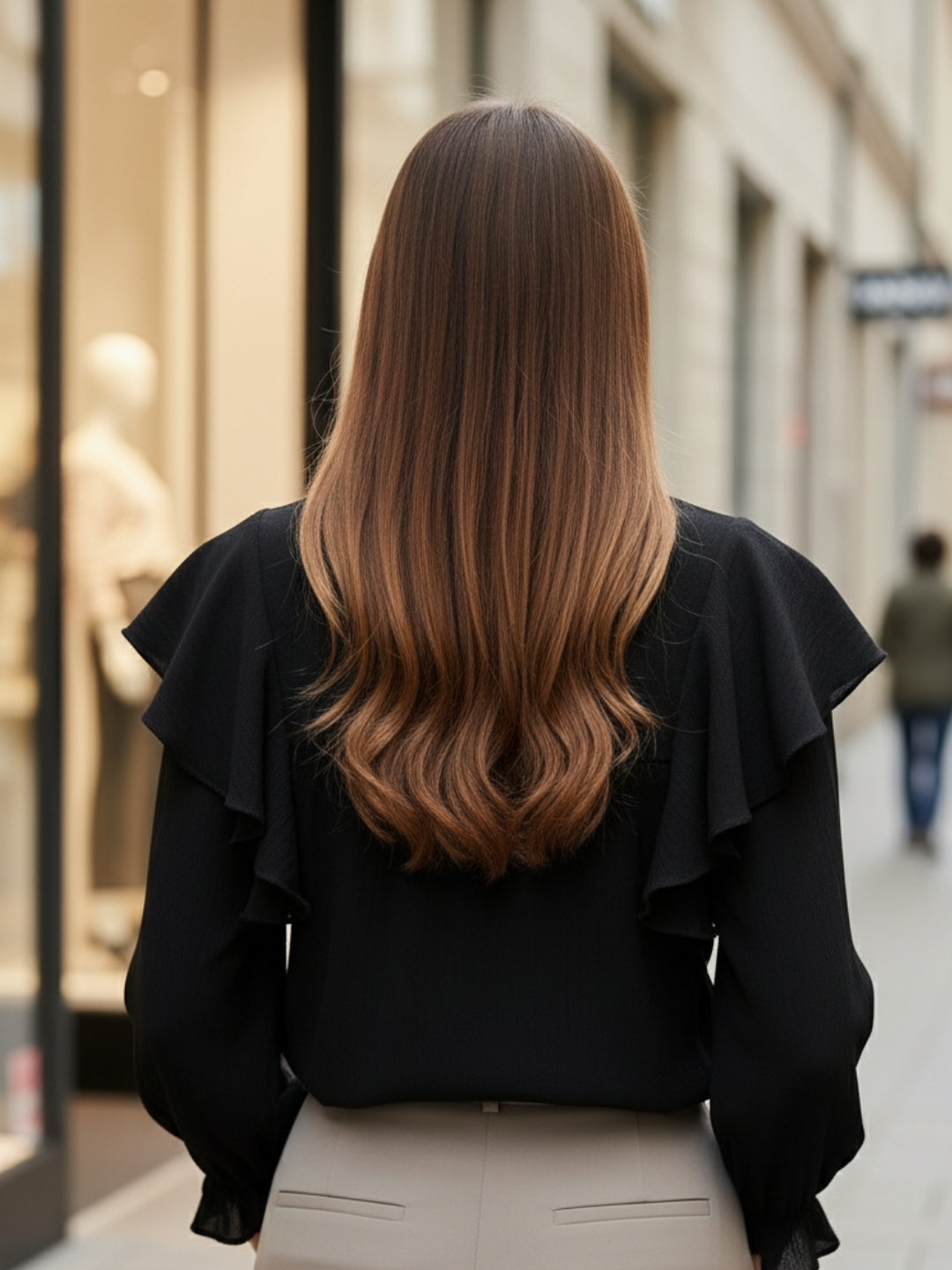Black Cotton Nylon Ruffle Top