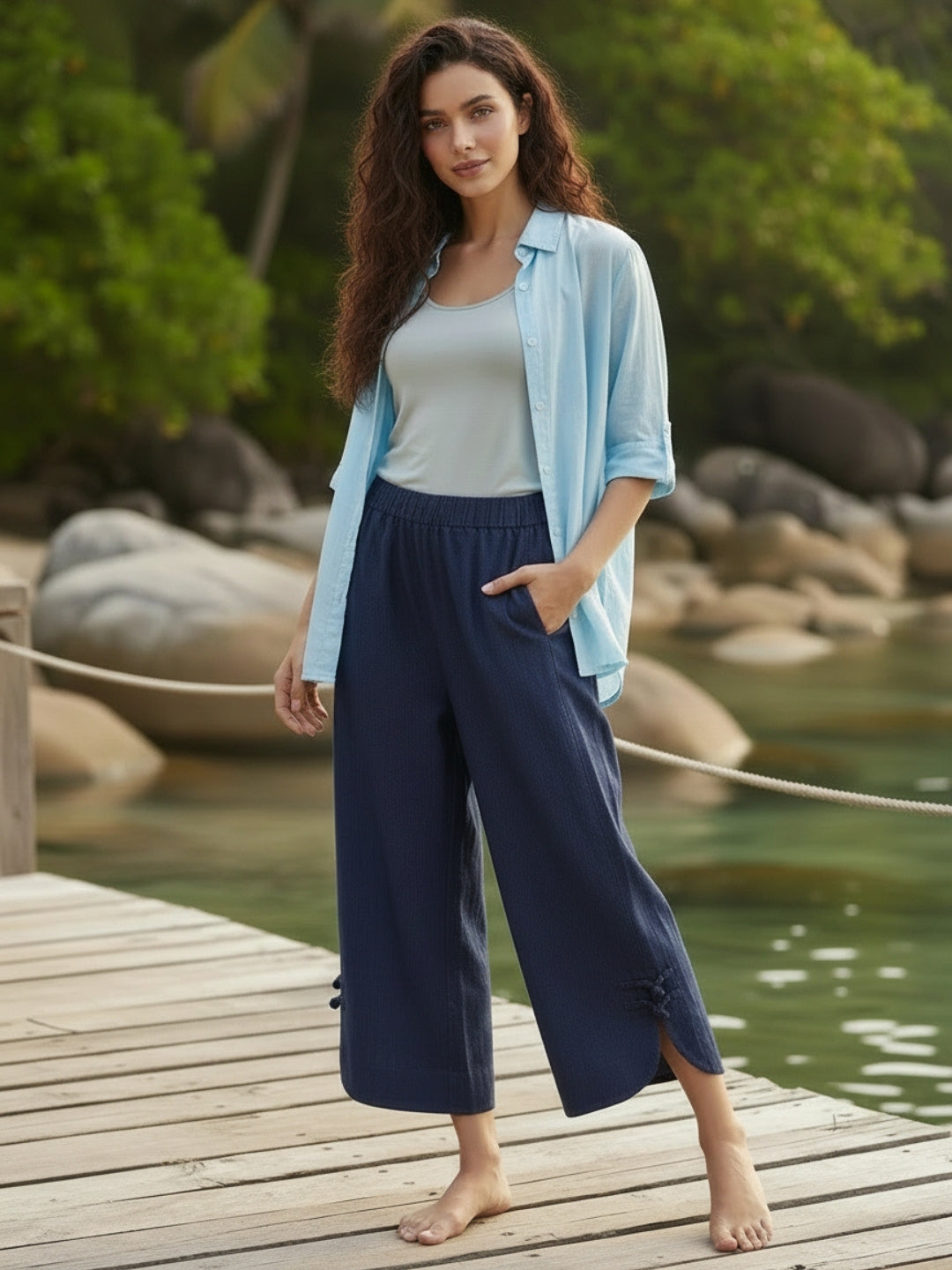 Wide Leg High Waist Crop Denim