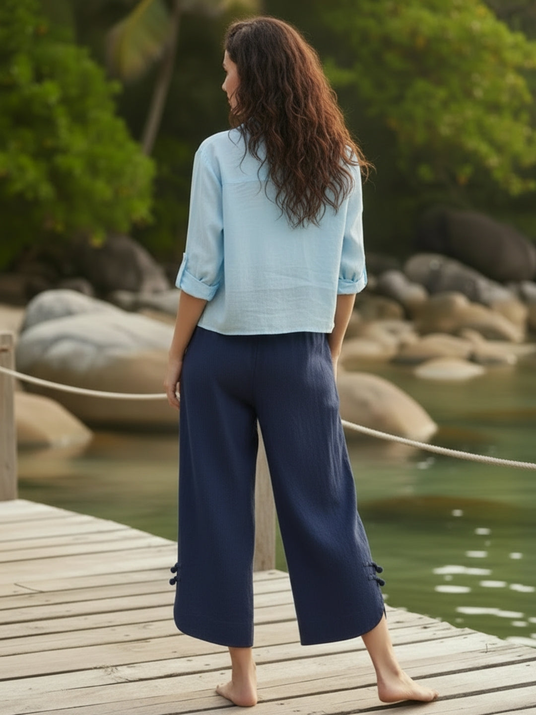 Wide Leg High Waist Crop Denim