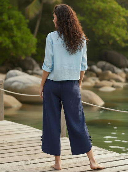 Wide Leg High Waist Crop Denim