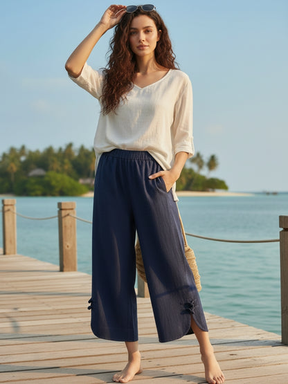 Wide Leg High Waist Crop Denim
