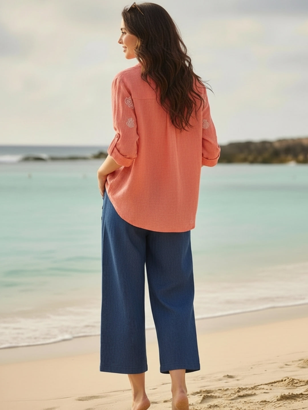 Wide Leg Button Pocket Denim