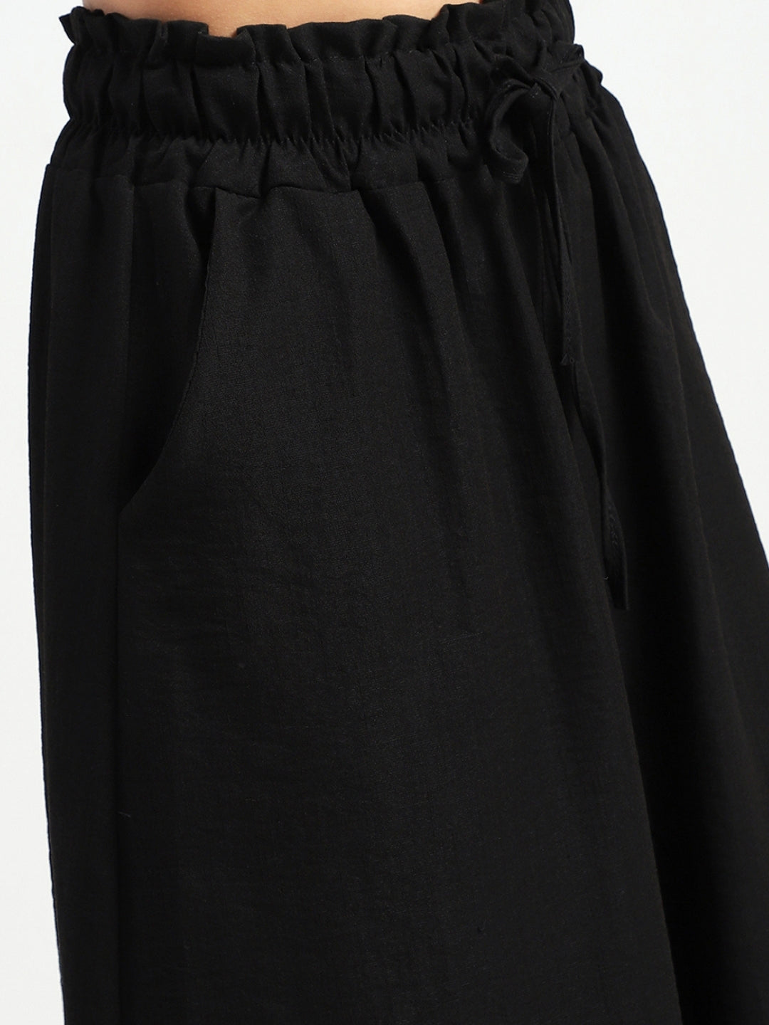 Cotton Nylon Wide-Leg Capris