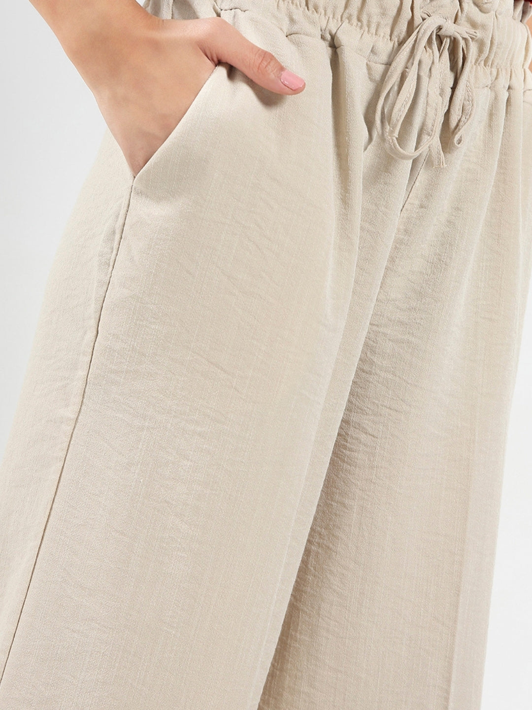 Cotton Nylon Wide Leg Trouser