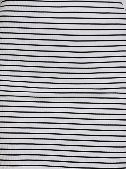 Sera Women White Striped Midi Pencil Knitted Skirts