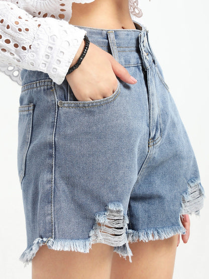 Distressed Korean Denim Shorts